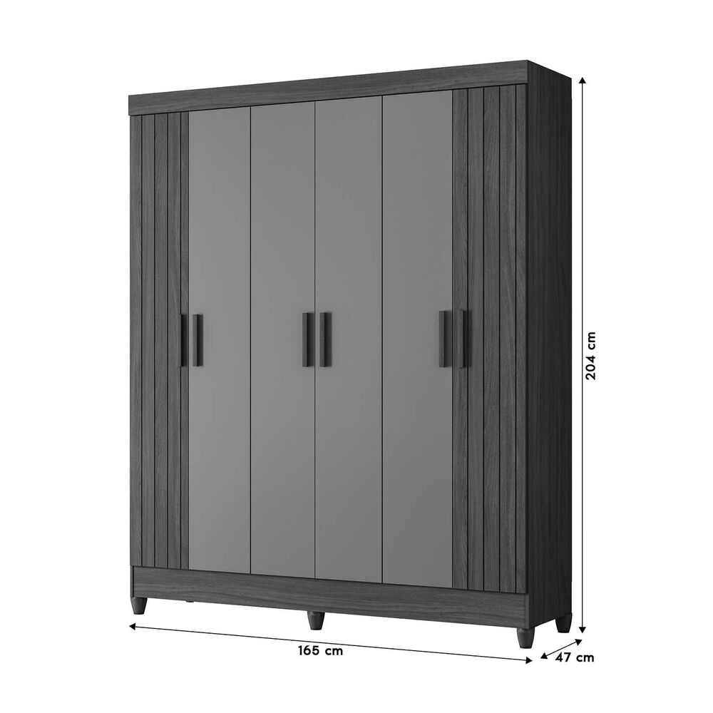 Closet Palermo 6 Puertas 2 Cajones Internos 204x165x47 Cm Carvalho Fendi image number 3.0
