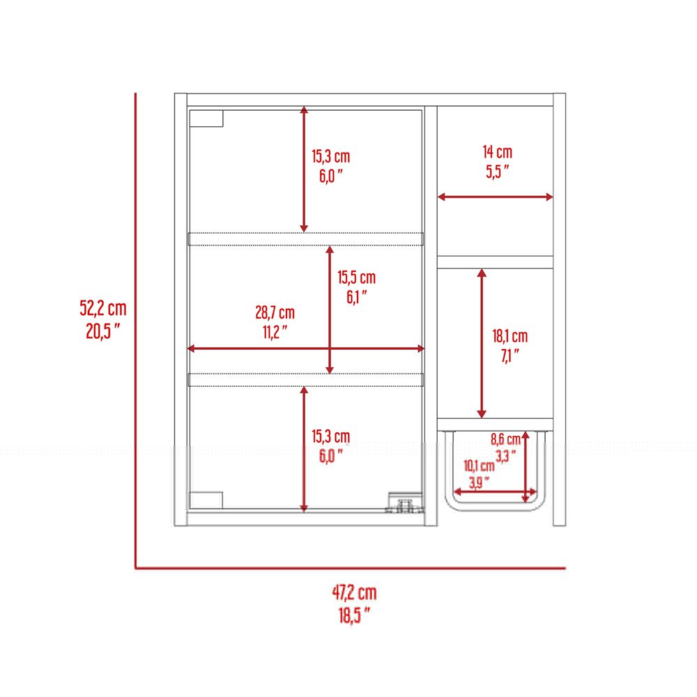 Botiquin De Baño 1 Puerta 52,2x47,2x14,6 Cm Café Claro image number 6.0