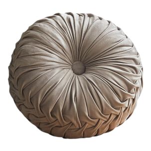 Cojin Redondo De Terciopelo Decorativo Elegante 37cm Gris Crt-3