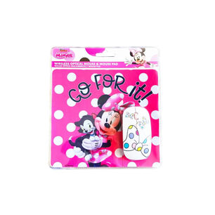 Kit Mouse Inal&aacute;mbrico + Mouse Pad Dise&ntilde;o Minnie Rosa - Ps
