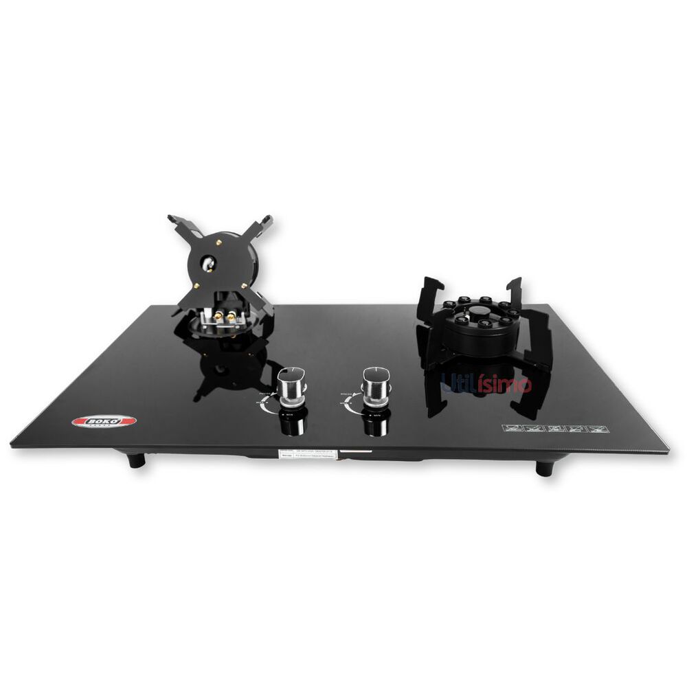 Cocina Flip Top Encimera A Gas 2 Platos Placa Vidrio Templado Boko image number 4.0