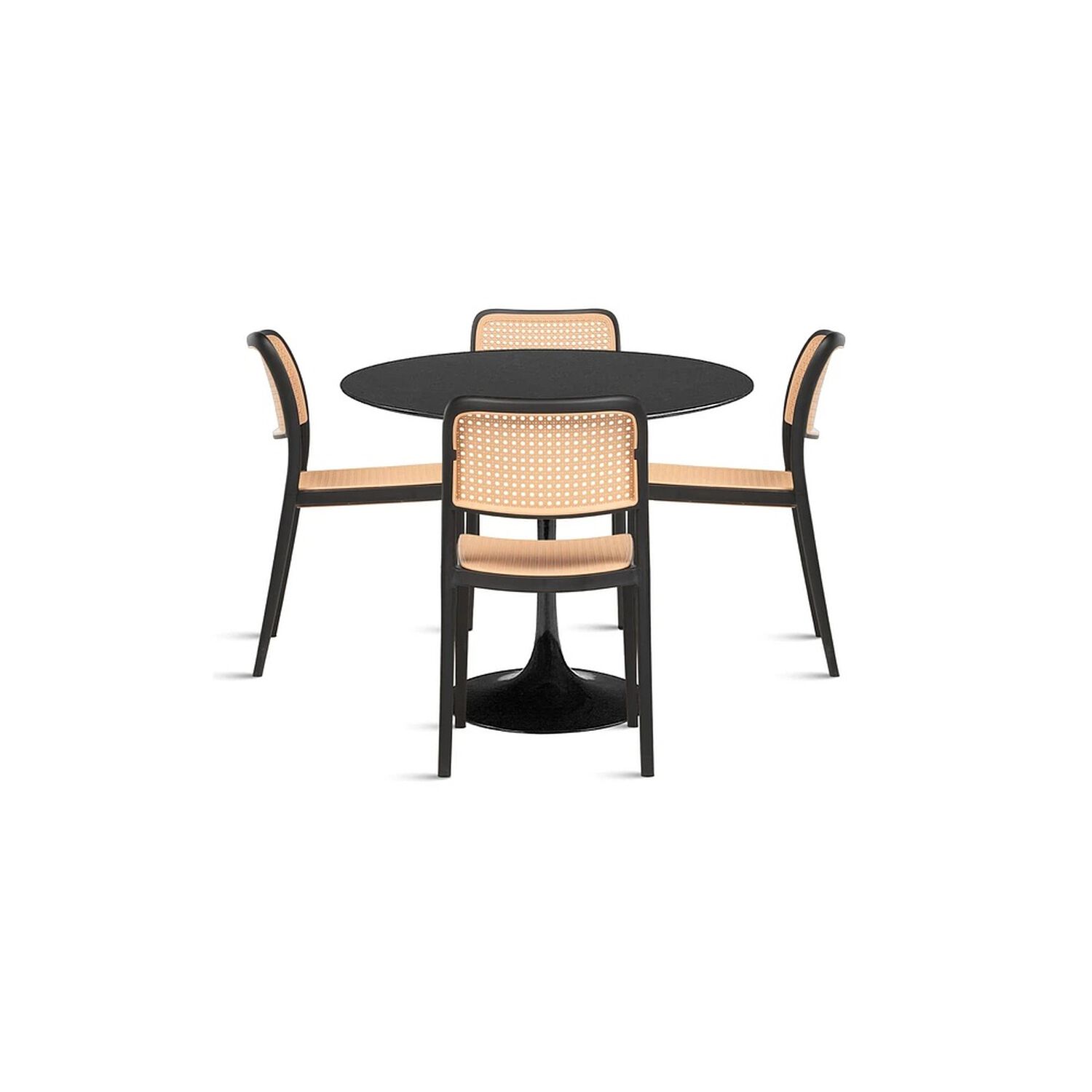 Comedor Mesa Tulip Negra + 4 Sillas Comedor Enrejada Negra image number 0.0