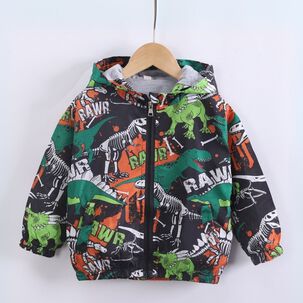 Cortaviento Impermeable Chaqueta Estampado Ni&ntilde;o Y Beb&eacute; Dinosaurio Orange