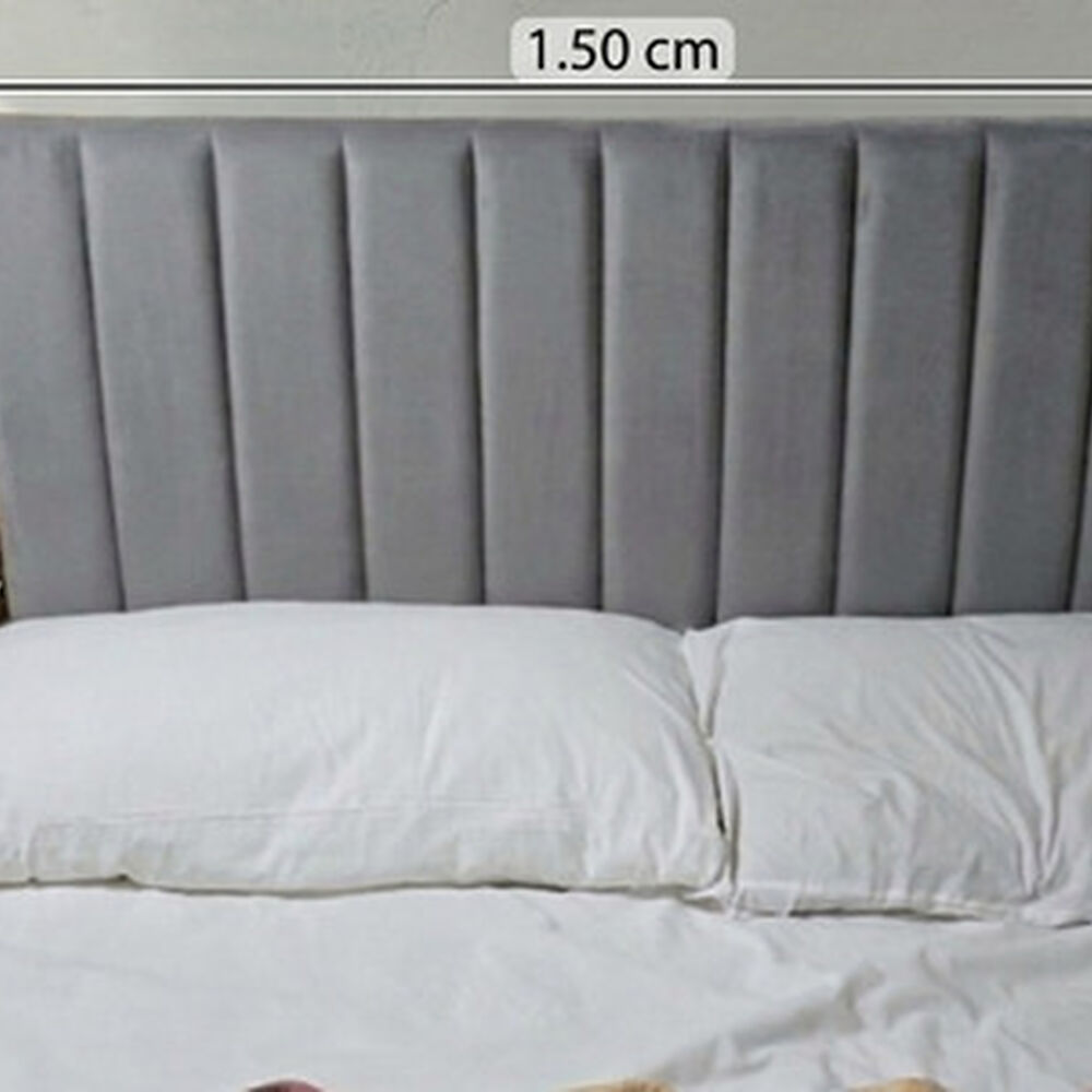 Funda De Respaldo De Cama De 2 Plazas En Felpa Gris Zima image number 3.0