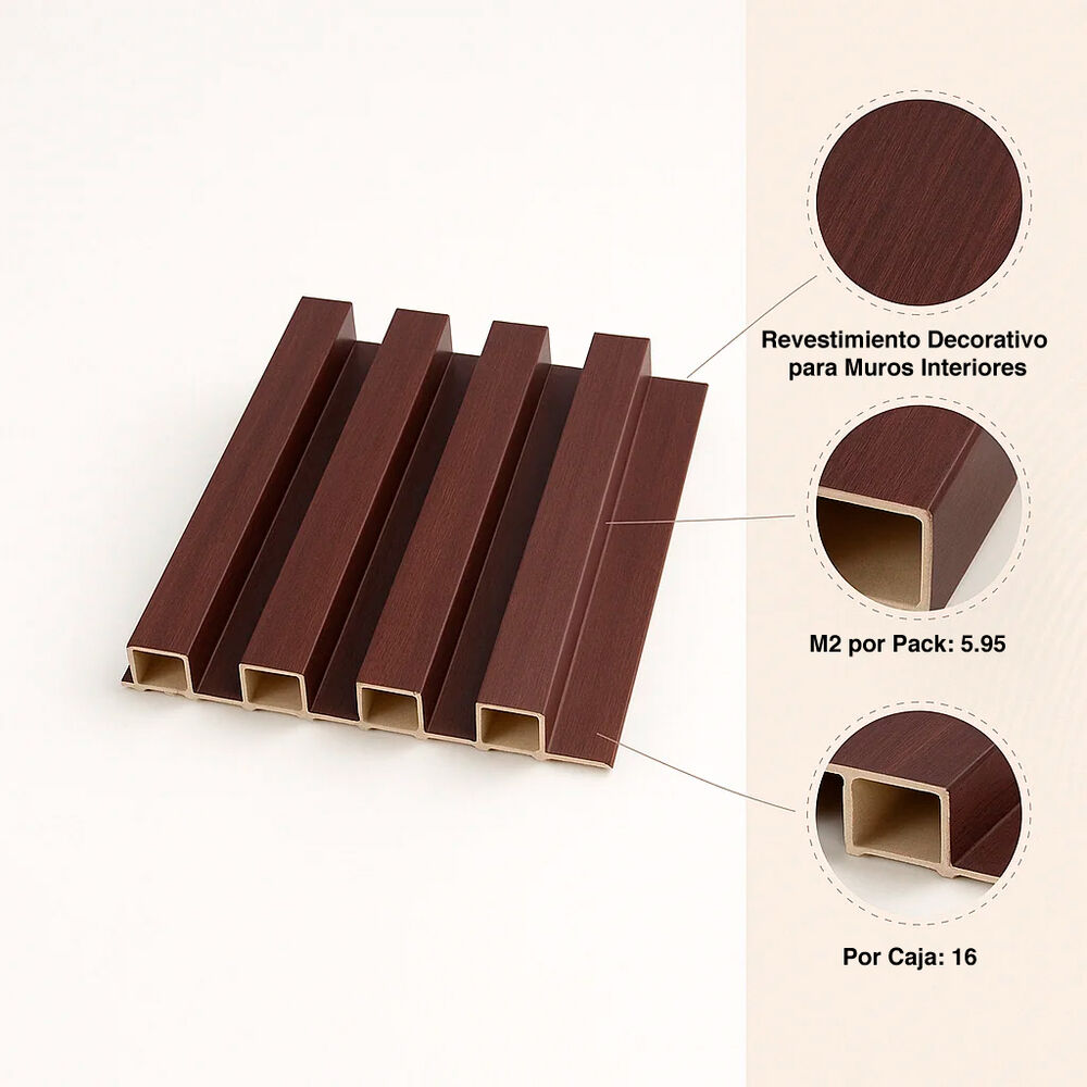 Pack De 16 Revestimientos Siding Wpc Interior Color Chocolate image number 4.0