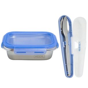 Herm&eacute;tico Keep 650ml Acero + Cubiertos On The Go - Ps