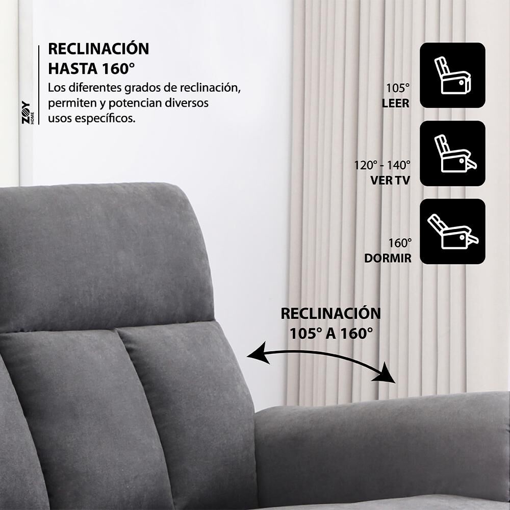 Sof&aacute;&nbsp;reclinable Zoy Home Beijing / 3 Cuerpos image number 2.0
