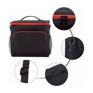 Bolso Lonchera T&eacute;rmica Tela Oxford Multicolores Port&aacute;til. Negra