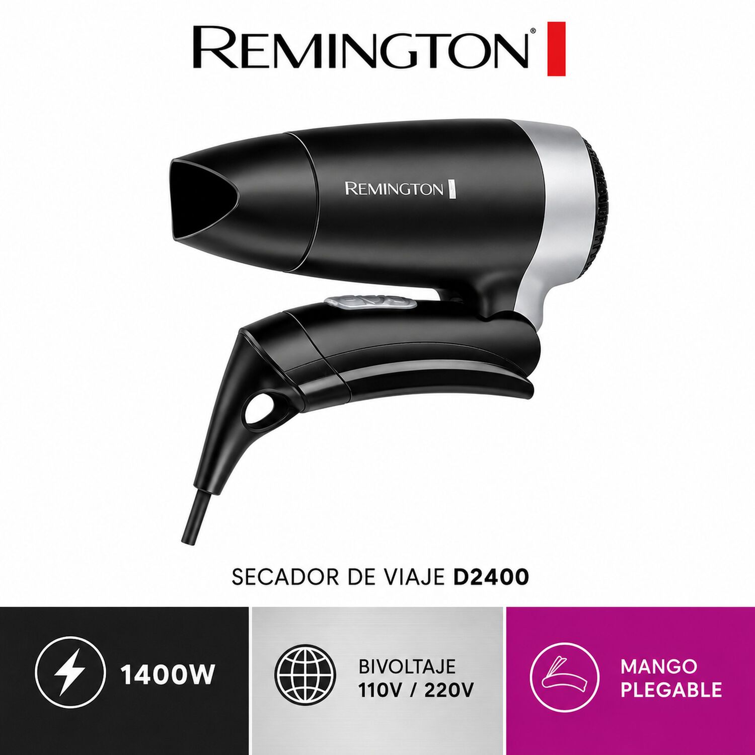Secador De Pelo Remington Plegable De Viaje 220v/110v D2400 image number 5.0