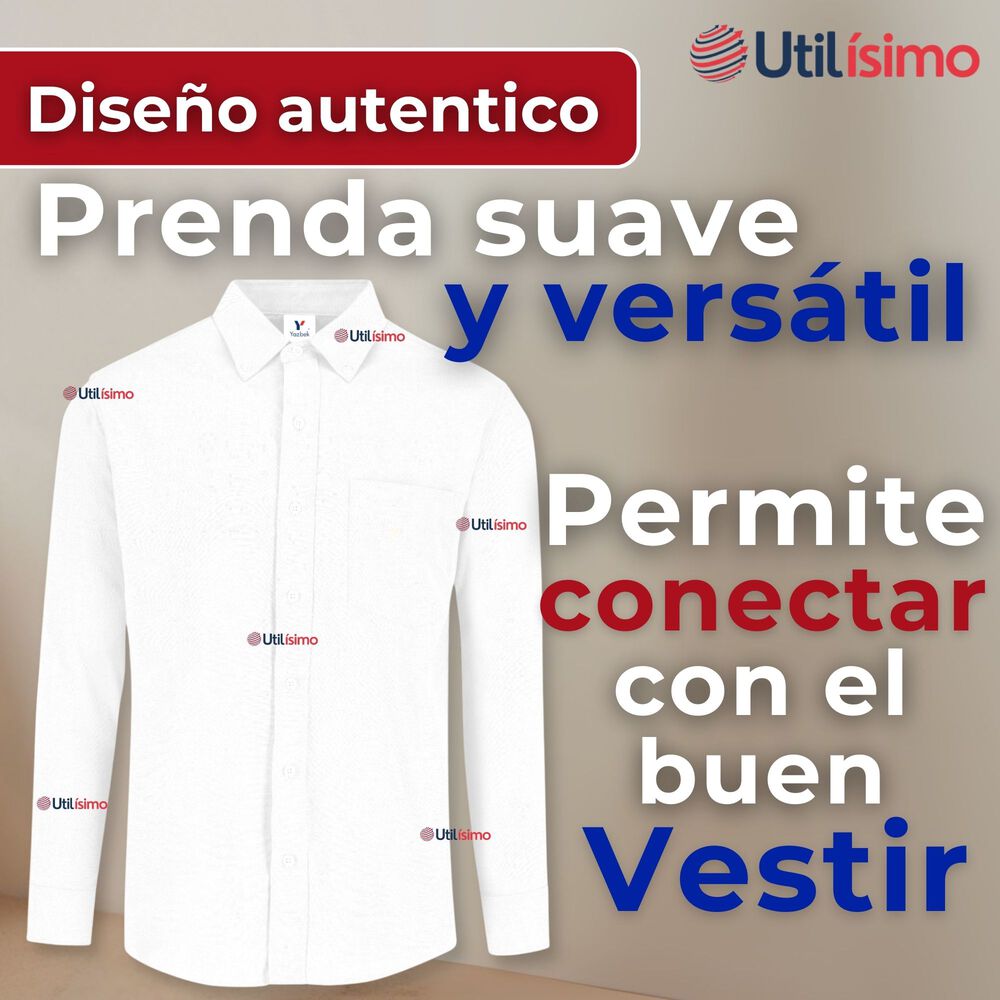 Camisa Casual De Vestir Manga Larga Cuello Americano Algod&oacute;n Blanco image number 5.0