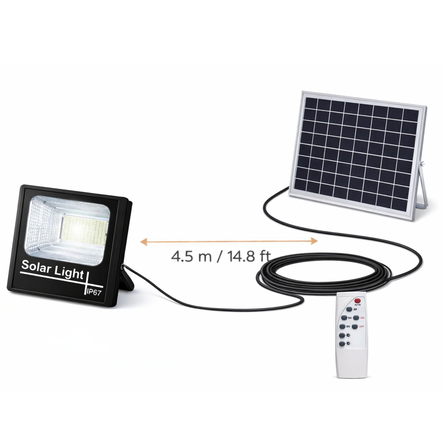 Foco Solar Exterior 500w Ip67 Con Panel Hd + Control Remoto image number 4.0