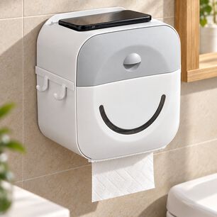 Dispensador Porta Confort Papel Higi&eacute;nico De Pared Con Caj&oacute;n Y Soporte Celular Gris