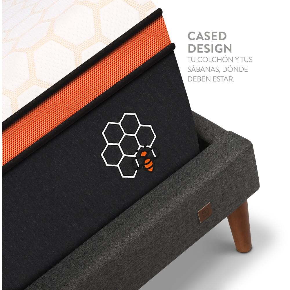 Cama Europea Cic Bee Comfort / 2 Plazas / Base Normal + Set De Maderas image number 4.0