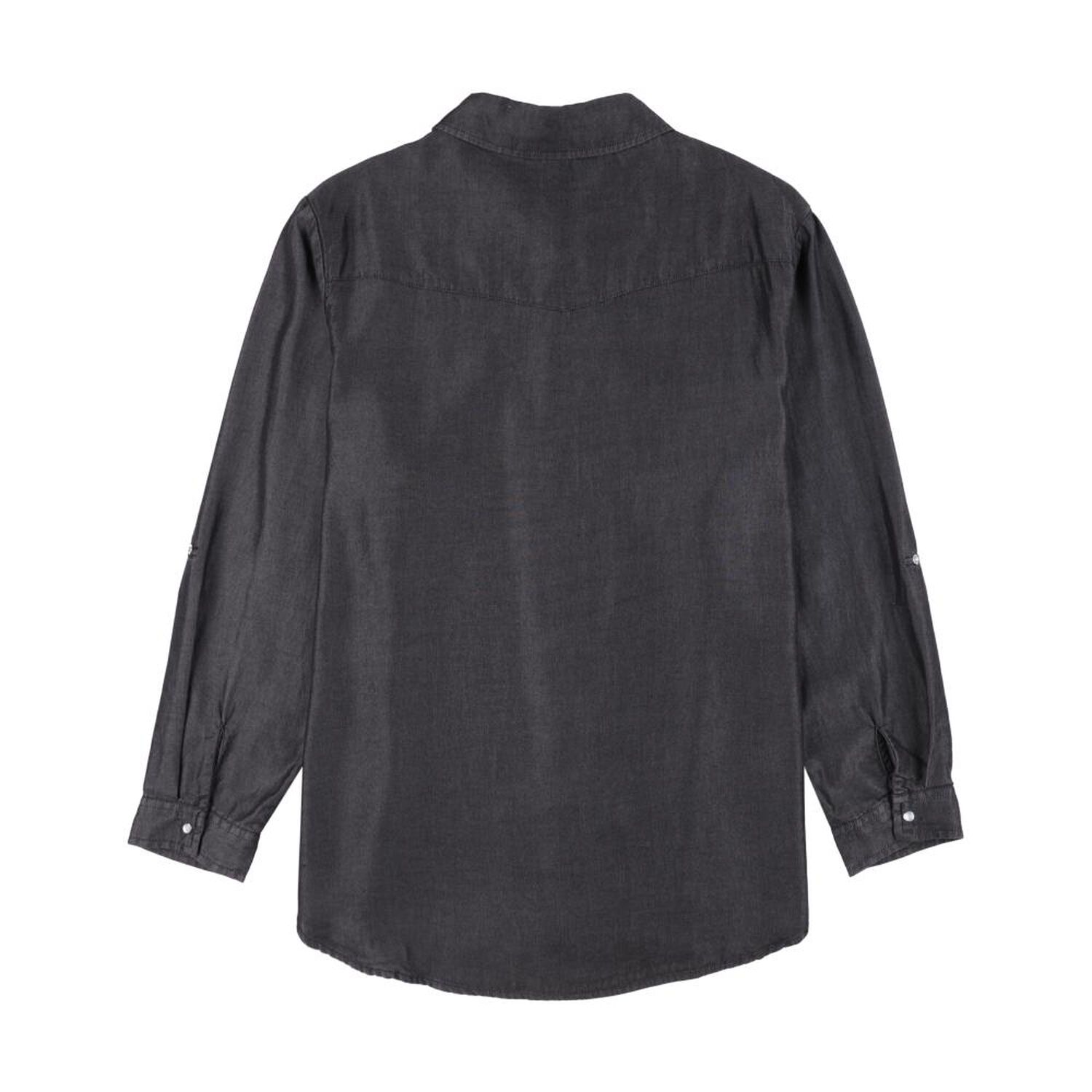 Blusa Denim Manga Larga Cuello Camisero Mujer Sexy Large image number 1.0