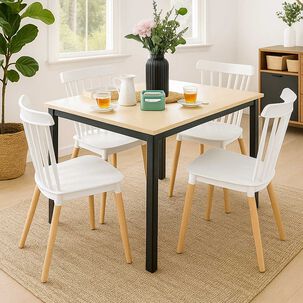 Juego De Comedor New York + 4 Sillas Windsor Blancas