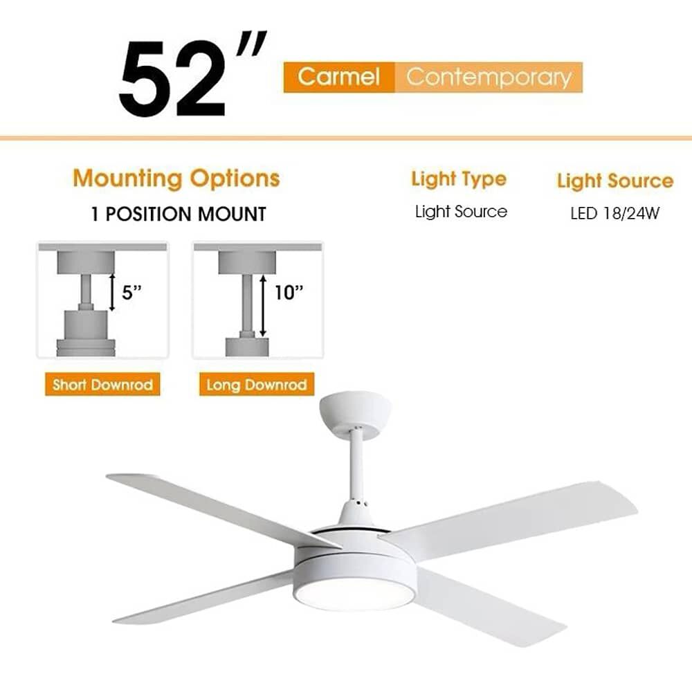 Ventilador De Techo 4 Aspas Blanco Luz Led image number 4.0