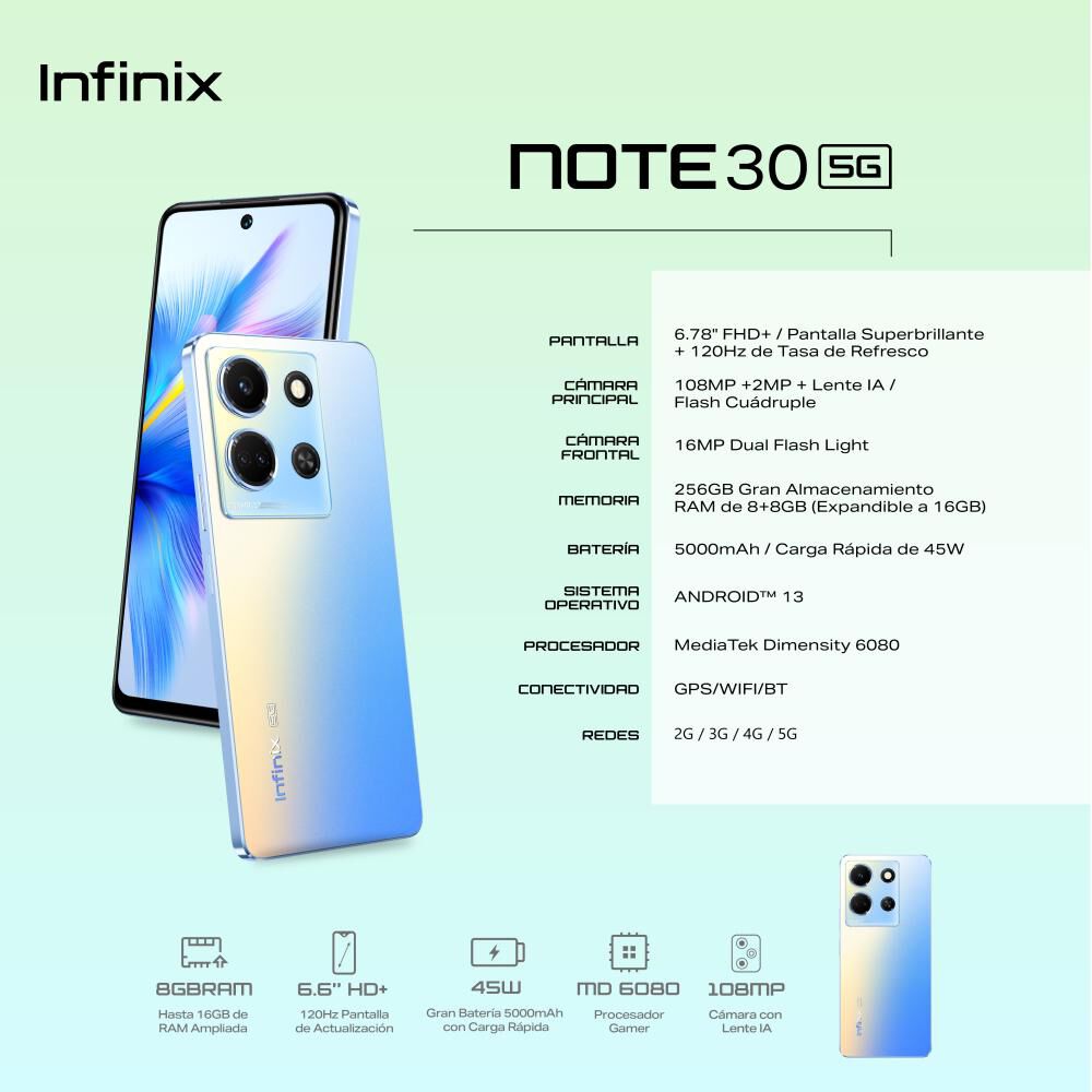 Smartphone Infinix Note 30 / 5G / 256 GB / Liberado image number 5.0