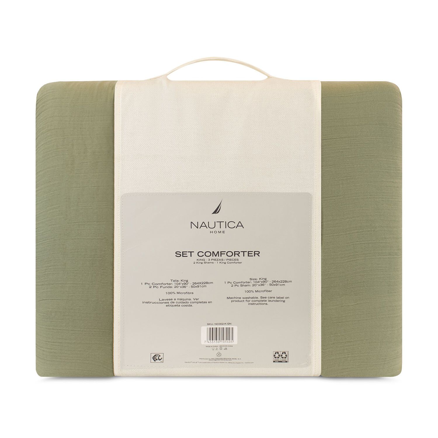 Cubrecama King Nautica Home Reversible Verde + Fundas image number 2.0