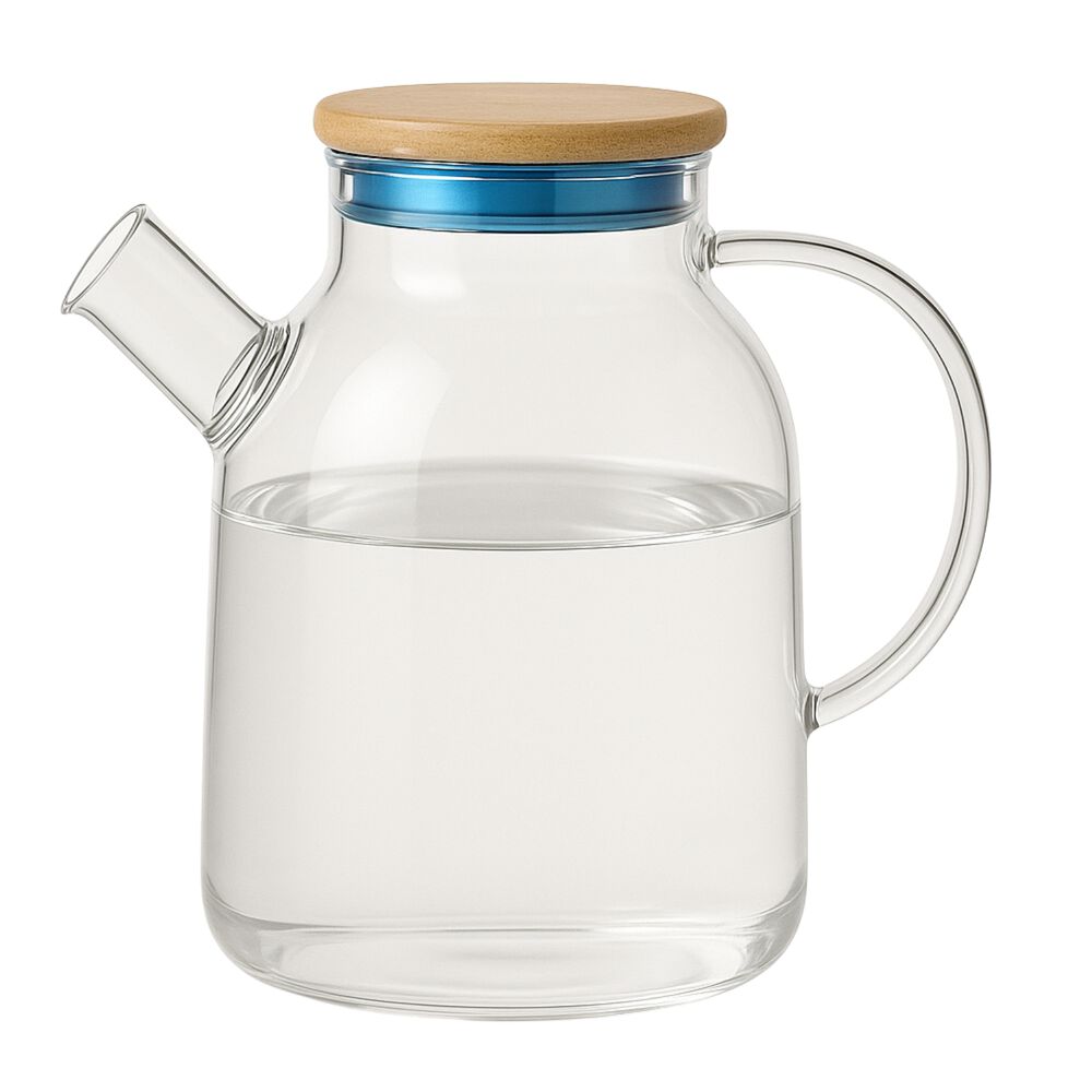 Tetera Vidrio 1800ml Con Tapa Bambu Mango Vidrio Tetera Te image number 0.0