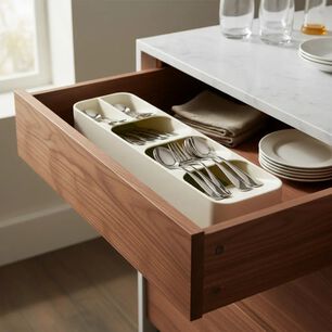 Organizador De Cubiertos Servicio Para Cajones Gavetas Color Gris