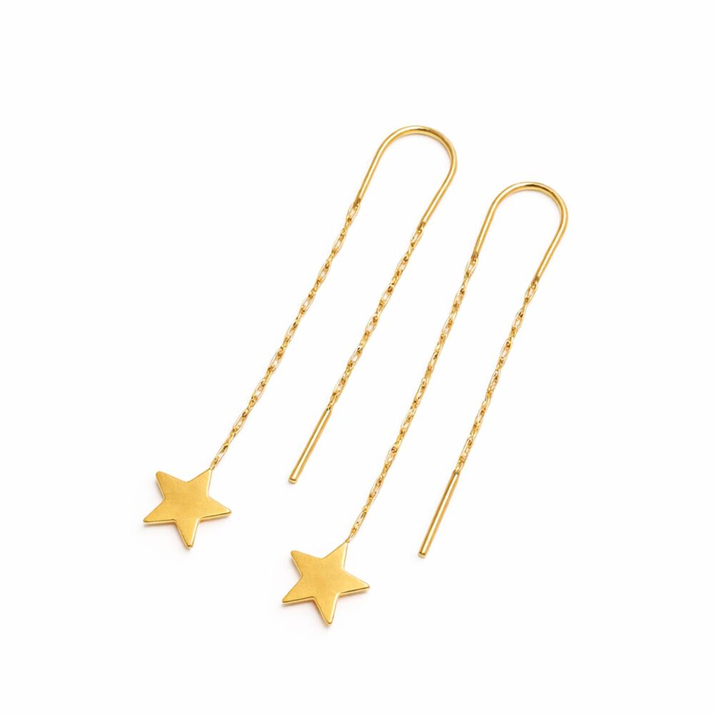 Aros Cadena Estrella Oro 18k 3cm Colgantes 1.5gr Mujer Elegantes Regalo image number 0.0