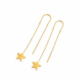 Aros Cadena Estrella Oro 18k 3cm Colgantes 1.5gr Mujer Elegantes Regalo