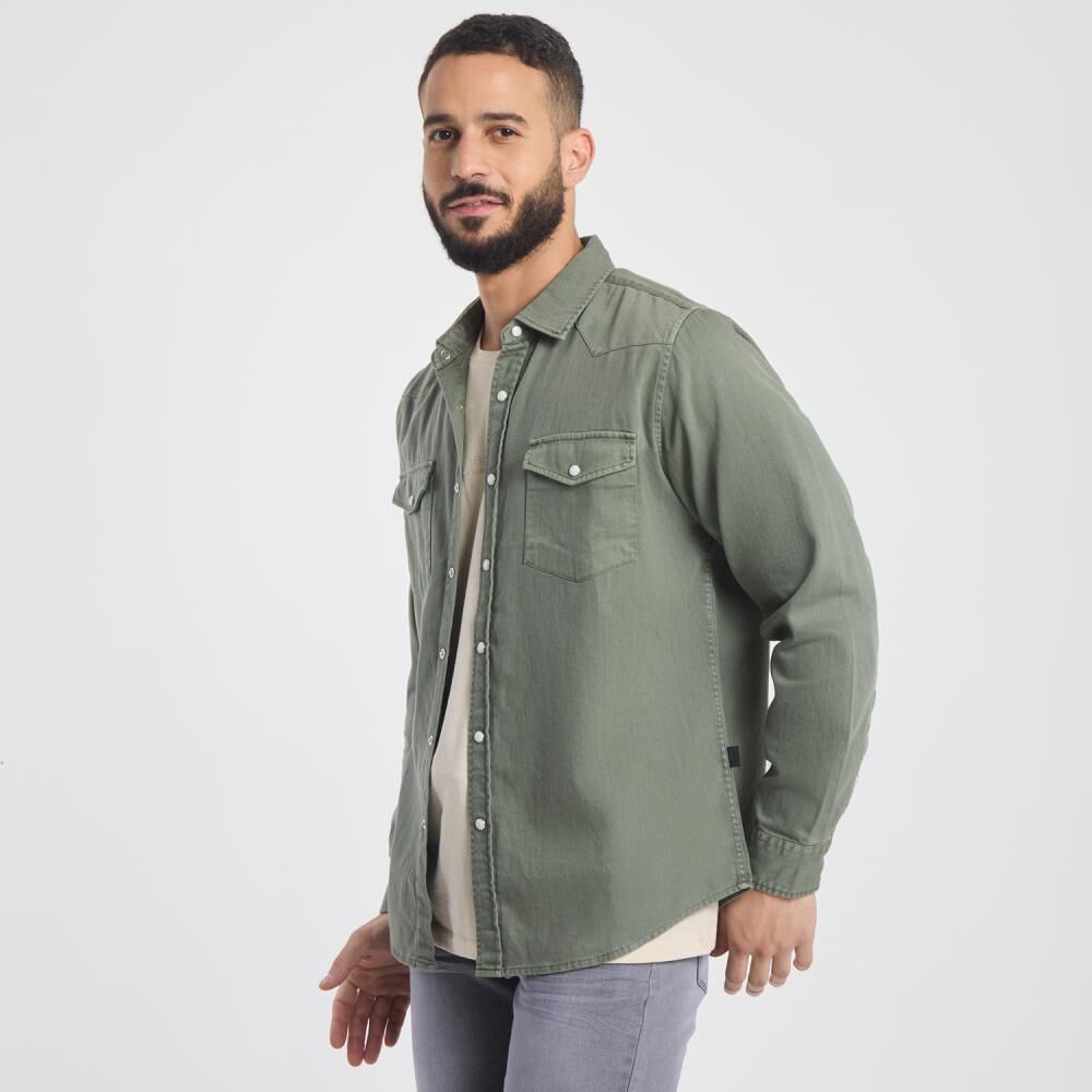 Camisa Liso Slim Manga Larga Hombre Az Black image number 2.0