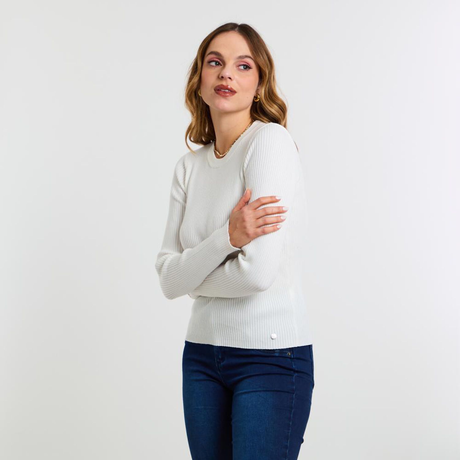 Sweater Rayas Manga Larga Cuello Redondo Mujer Kimera image number 2.0