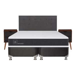 Box Spring Cic Ortopedic / 2 Plazas / Base Dividida  + Set De Maderas