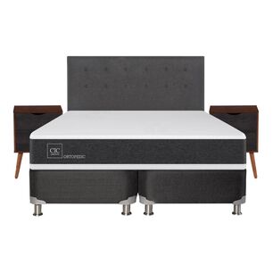 Box Spring Cic Ortopedic / 2 Plazas / Base Dividida  + Set De Maderas