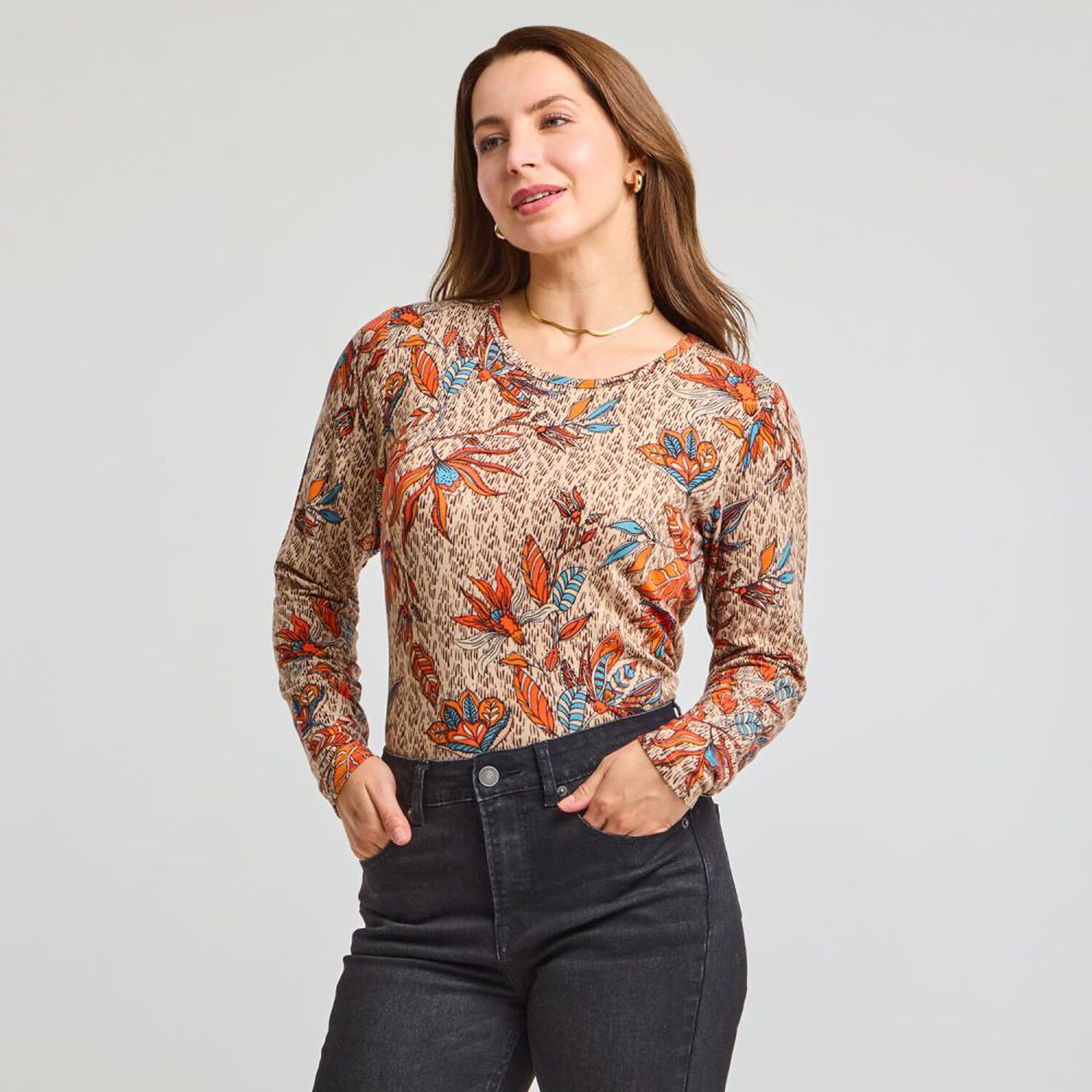 Sweater Print Regular Manga Larga Cuello Redondo Mujer Geeps image number 2.0