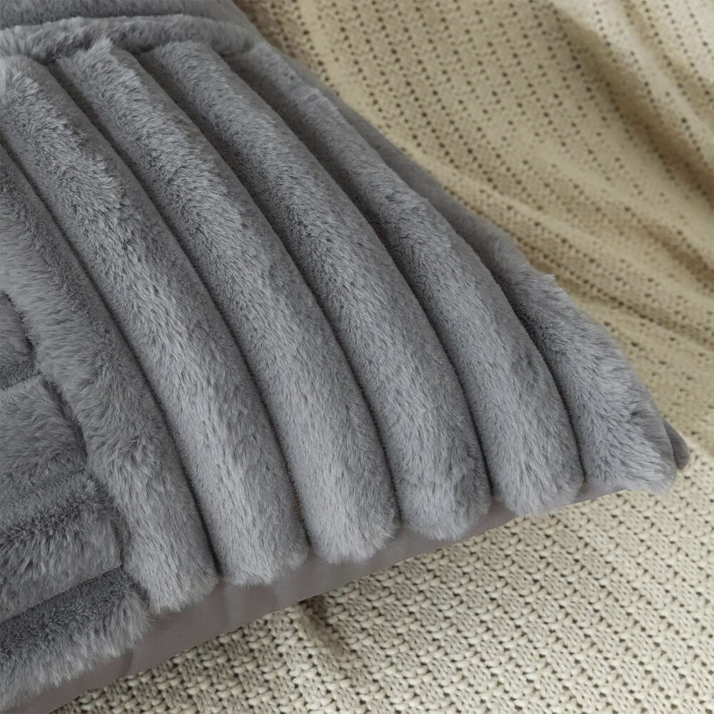 Pack De 02 Fundas De Coj&iacute;n Pelo De Conejo De Imitaci&oacute;n 45x45 Gris image number 3.0