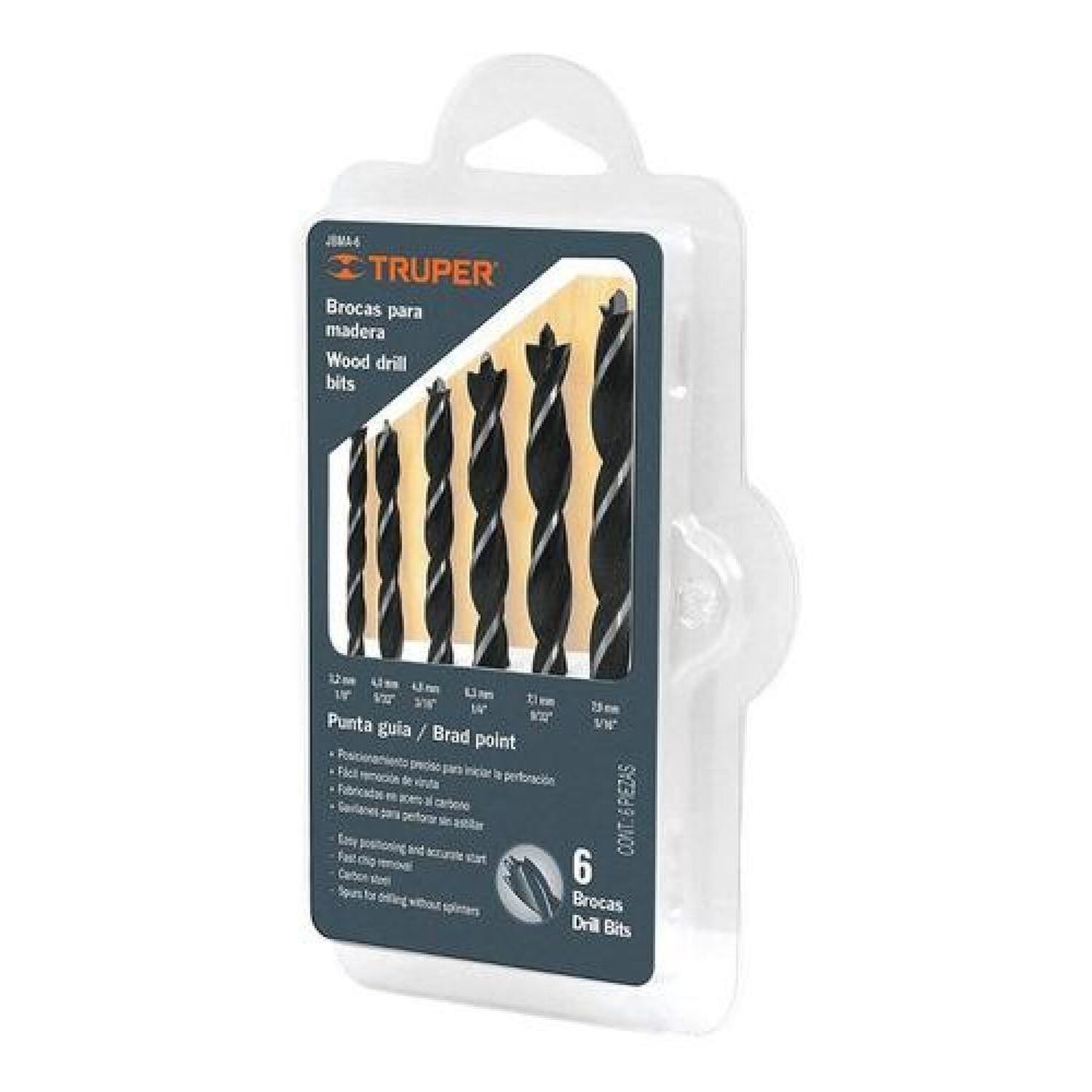 Brocas Para Madera Truper 6pzs image number 0.0