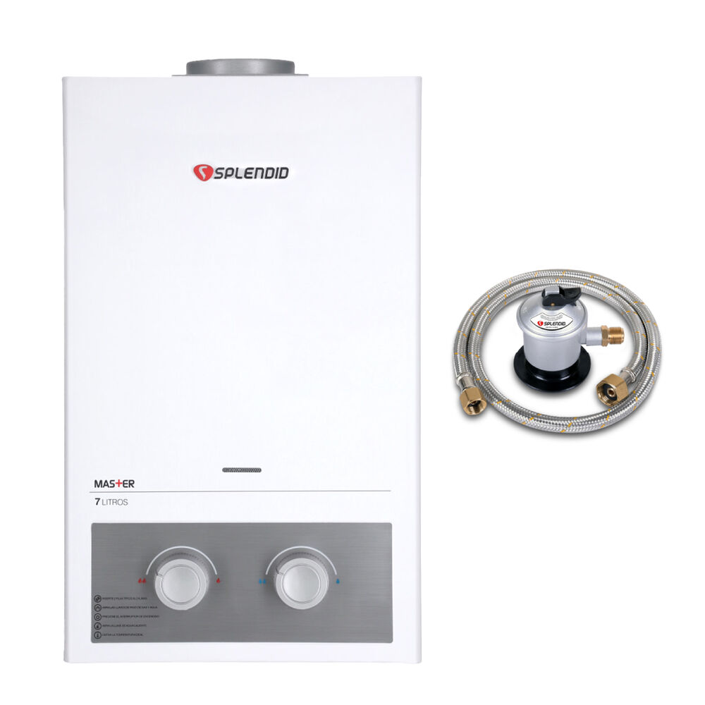 Pack Calefont 7 Litros Gas Licuado Tiro Natural + Regulador image number 0.0