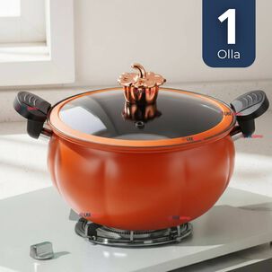 Olla De Micro Presión De Calabaza Antiadherente 7 Litro Color Naranja
