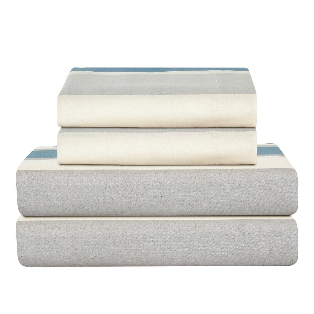 Sabanas Andes Microfibra Estampada Franjas Azul image number 2.0