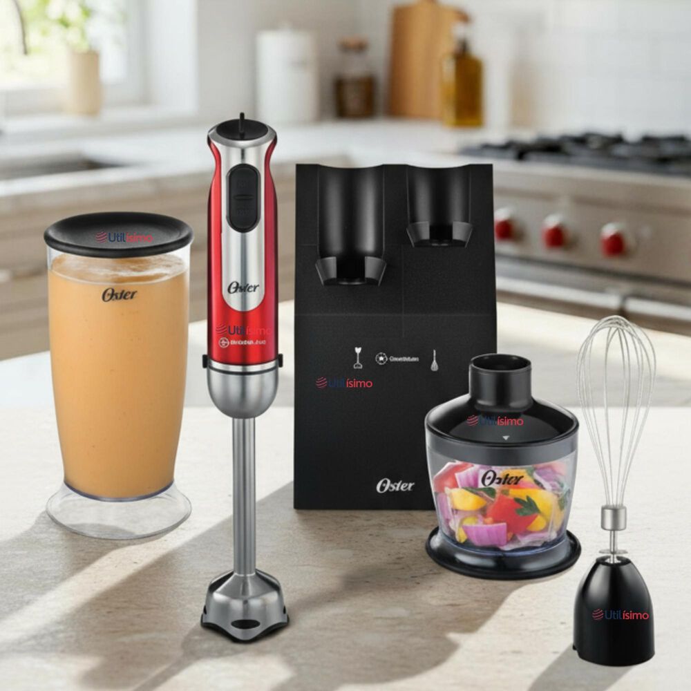 Batidora De Inmersión Oster Roja Con Organizador Y Accesorios image number 0.0