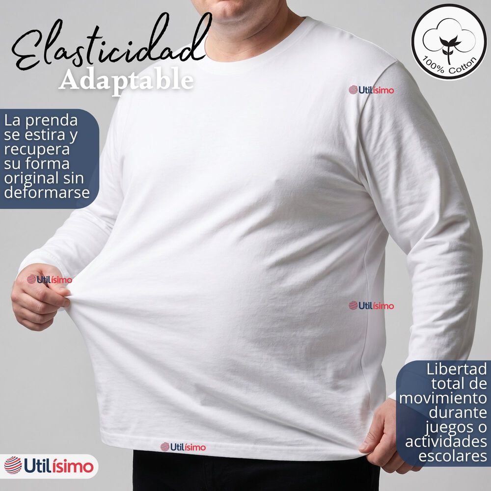Pack 3 Camisetas Poleras Algod&oacute;n Manga Larga Cuello Redondo Primera Capa Hombre image number 5.0