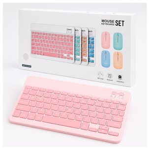 Kit De Teclado Mouse Para Ipad O Tablet Android Slim Rosado
