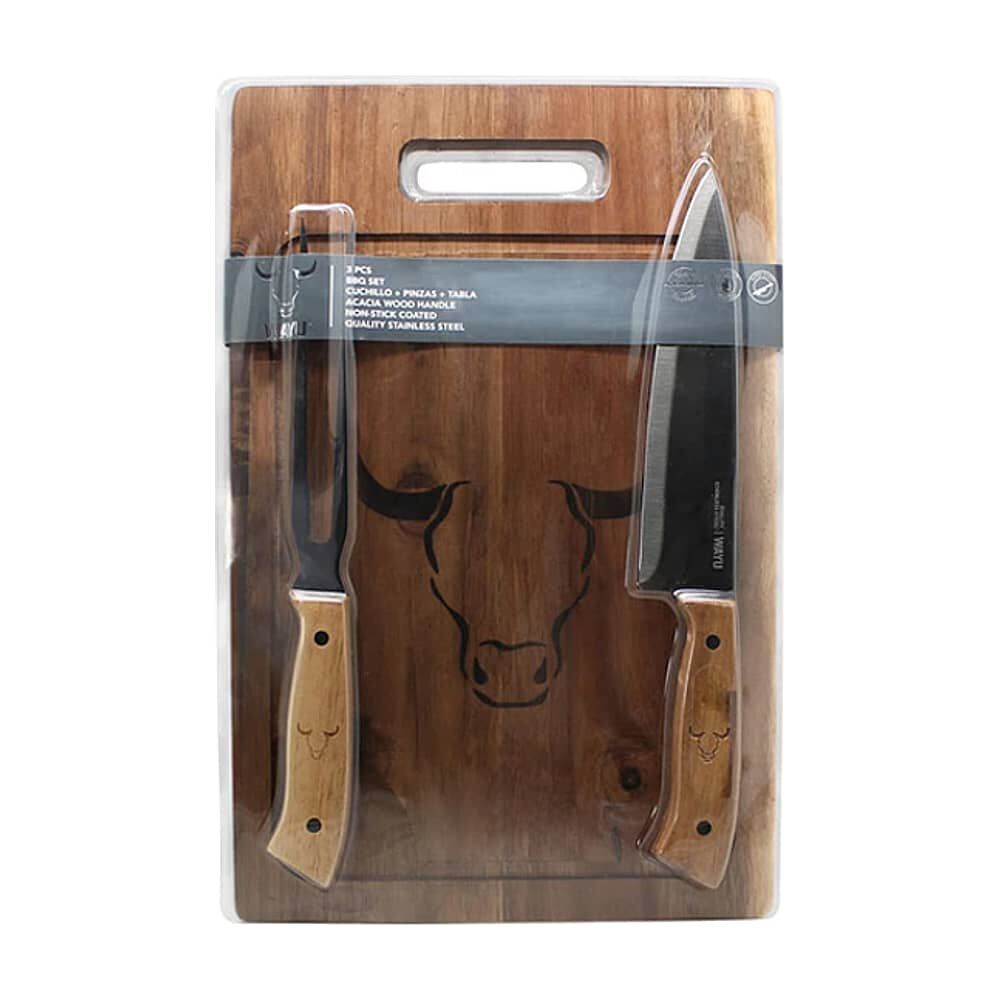 Set Tabla Cuchillo Tenedor Prm Wayu Cocina Especial Asados Bbq image number 4.0