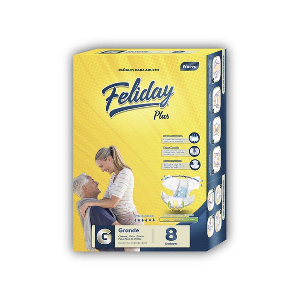 Pañales Adulto Desechables Feliday Plus 8 Un Talla G image number 0.0