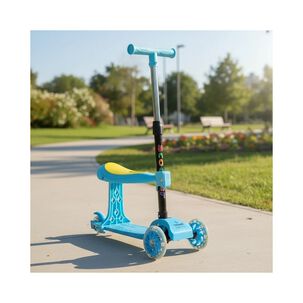 Scooter Monopat&iacute;n 2 En 1 Con Asiento Ni&ntilde;o Plegable Xt04 Azul