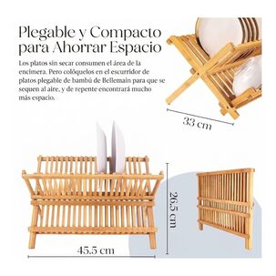 Escurridor De Platos Plegable De Bamb&uacute; Madera