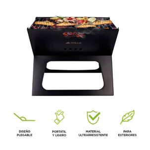 Parrilla Plegable De Carb&oacute;n Port&aacute;til Para Asados Color Negro