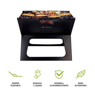 Parrilla Plegable De Carb&oacute;n Port&aacute;til Para Asados Color Negro