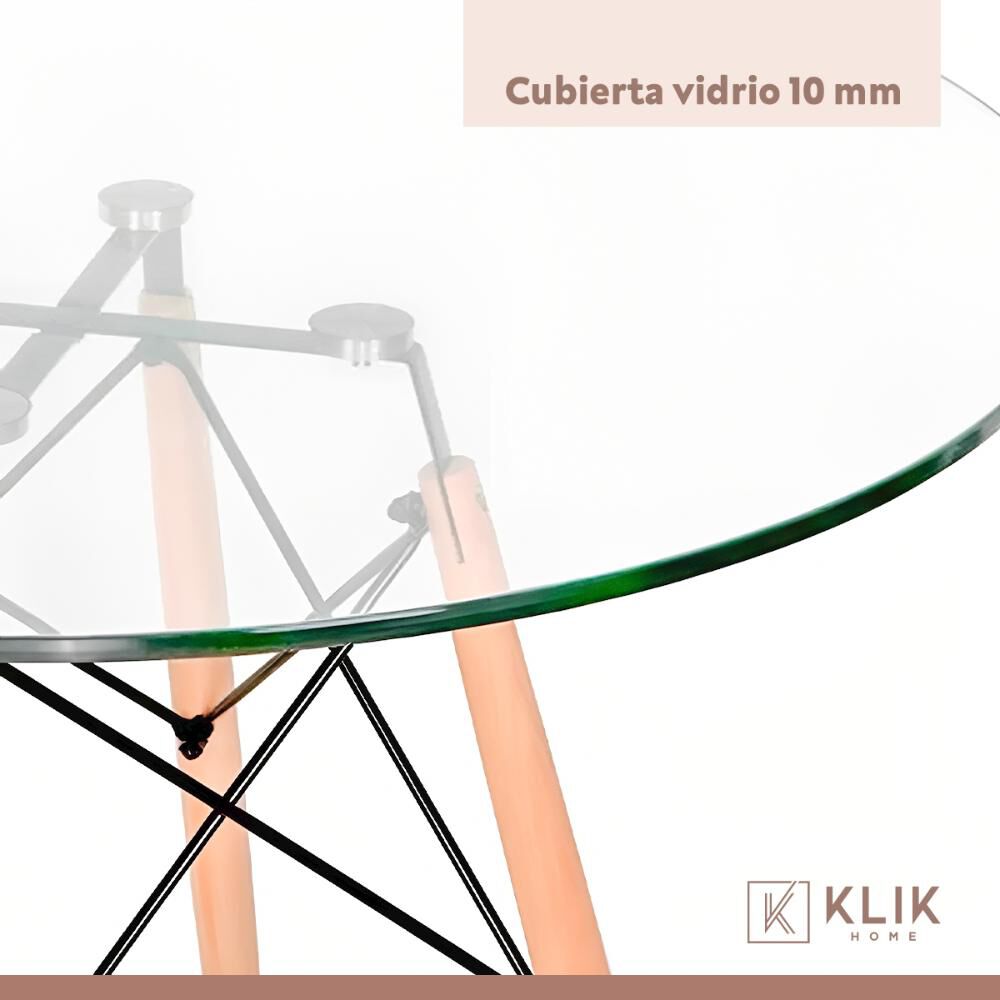 Comedor Mesa Redonda Vidrio 80cm + 4 Sillas Windsor Negras image number 7.0
