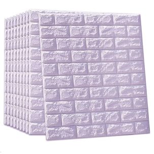 Pack 10 Lamina Papel Mural Autoadhesivo 3d Ladrillo Morado