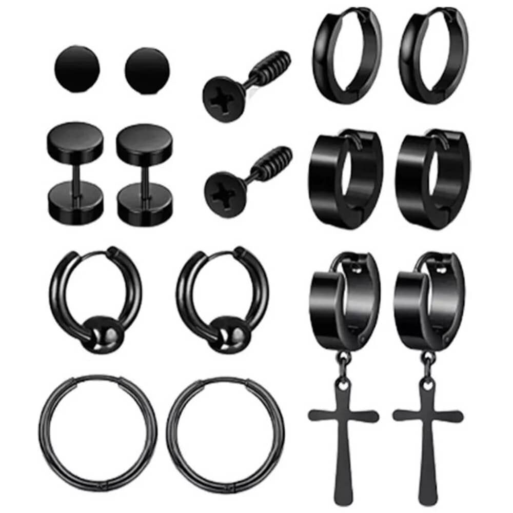 Pack 8 Pares Aretes Hombre Con Piercing, Arracadas Hombre image number 0.0