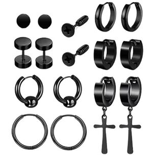 Pack 8 Pares Aretes Hombre Con Piercing, Arracadas Hombre
