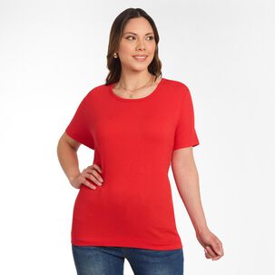Polera Lisa B&aacute;sica Manga Corta Cuello Redondo Mujer Sexy Large